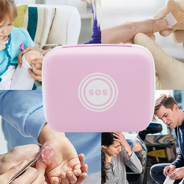 Customized Gift Pink Medical Supplies Hard Case Portable First Aid Kit For Girl Travel Outdoor Home Office