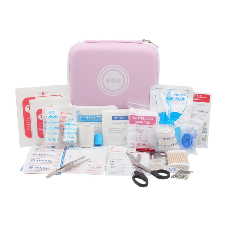 Customized Gift Pink Medical Supplies Hard Case Portable First Aid Kit For Girl Travel Outdoor Home Office