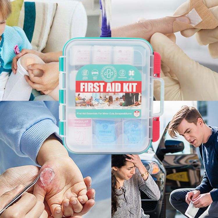 First Aid Kit Hard Red Case 358 Pieces Exceeds OSHA and ANSI Guidelines 100 People - Office, Home, Car, School, Emergency, Survival, Camping, Hunting and Sports