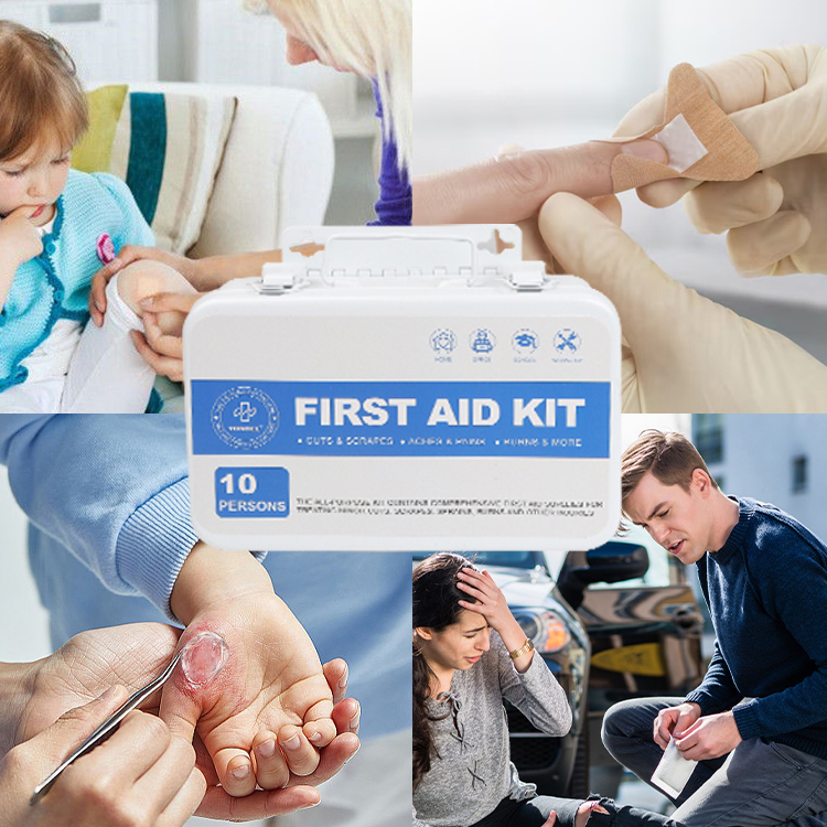 Workplace First Aid Metal Case Wall-Mounted Medical Supplies First Aid Kit for Kitchen Factory