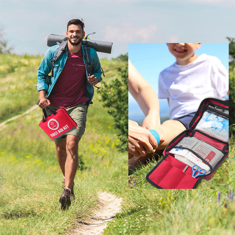 Professional Red Oxford First Aid Kit Medical Bag for Home Car Work Emergency Camping Hunting & Outdoor Hiking