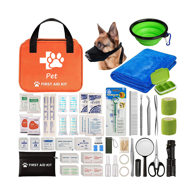Portable Pet Care Equestrian Emergency Medicine First Aid Kit Bag for Pets Dogs & Cats Horses Pet with Colla Travel Emergencies