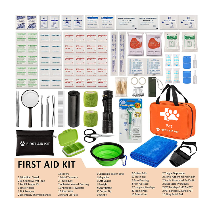 Portable Pet Care Equestrian Emergency Medicine First Aid Kit Bag for Pets Dogs & Cats Horses Pet with Colla Travel Emergencies