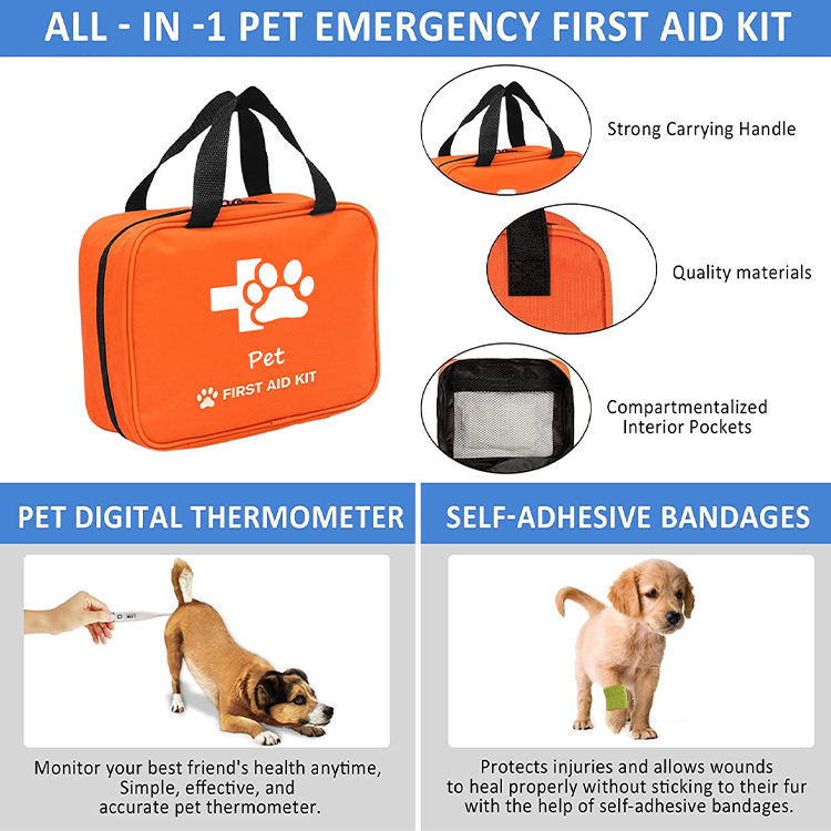 Portable Pet Care Equestrian Emergency Medicine First Aid Kit Bag for Pets Dogs & Cats Horses Pet with Colla Travel Emergencies