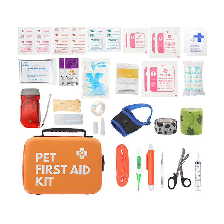 Cat & Dog First Aid Kit for Car - Pet Emergency Kit for Home Office Travel – Dog Camping Essentials with Digital Thermometer, Muzzle & Mini First Aid Pouch