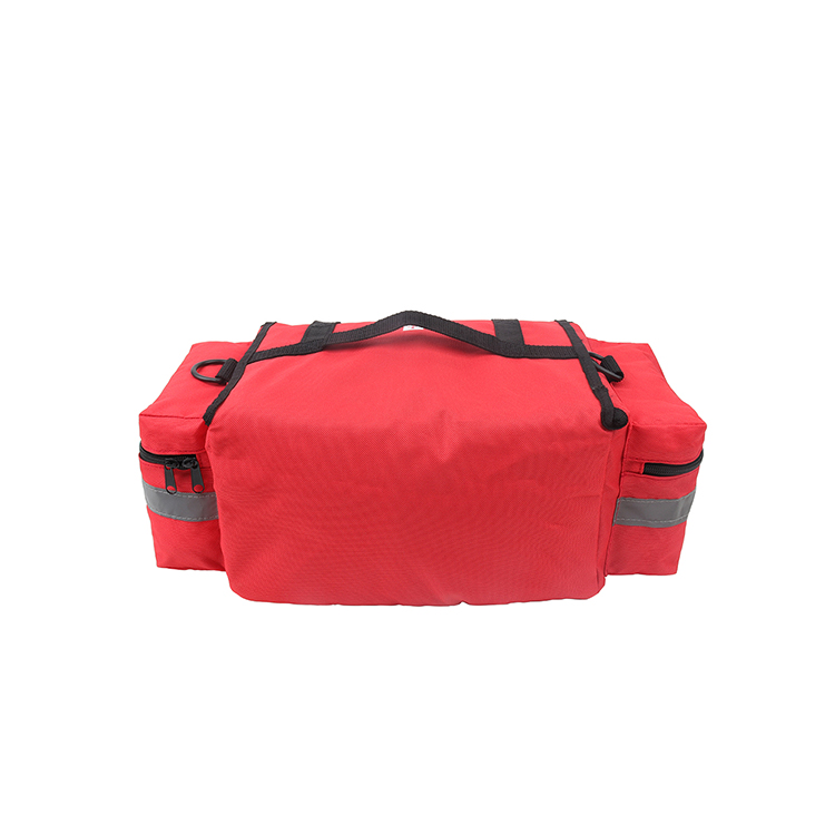First Responder Fully-Stocked Professional Essentials EMT/EMS Trauma Kit | HSA/FSA Approved | Reflective Bag w/8 Zippered Pockets & Compartments & 200+ First Aid Supplies - Red