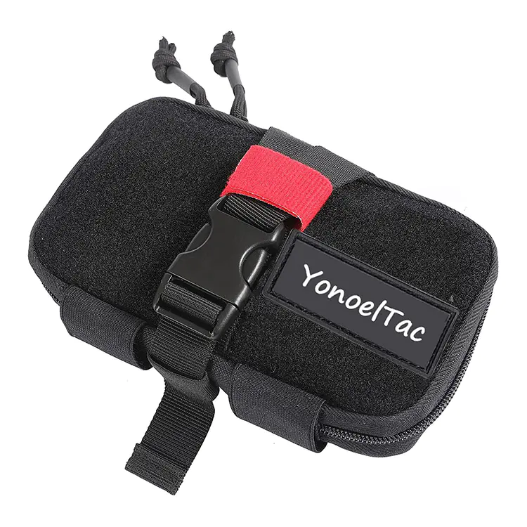 DIN13164 First Aid Kit for Car - Compact Black Emergency Kit with Red Buckle