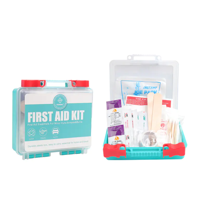Gift First Aid Kit - Compact Home and Car Emergency Kit in Teal and Red Case