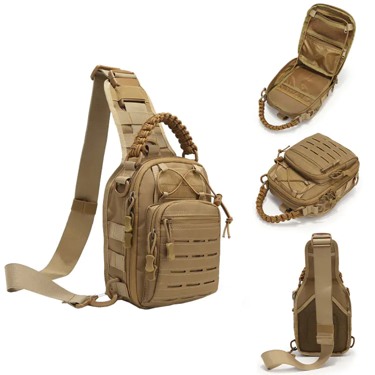 Combat Military First Aid Kit - Tan Tactical Sling Bag for Rapid Medical Response